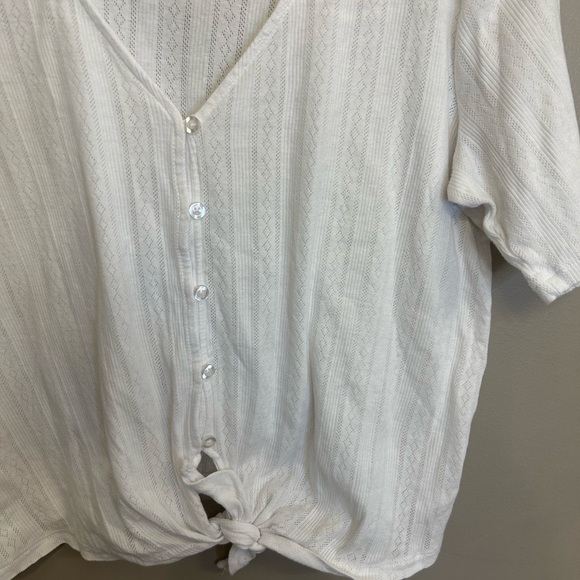 Sanctuary white Pointelle Tie Tee 100% cotton size M - Picture 7 of 12